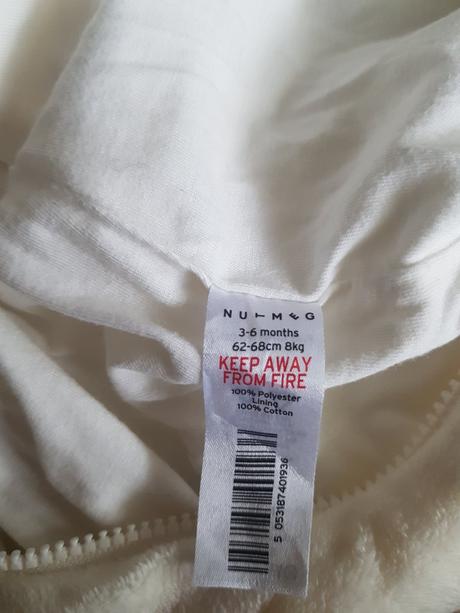 Fleesový overal značky nutmeg, velikost 3-6 měsíců, nutmeg,62