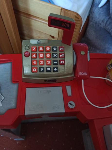 Obchod, kasa, nákupní vozík, 