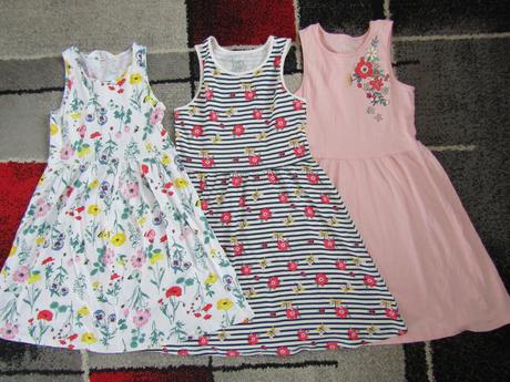 3x letní bavlněné šaty-zn.h & m +c & a vel.134/140, c&a,134
