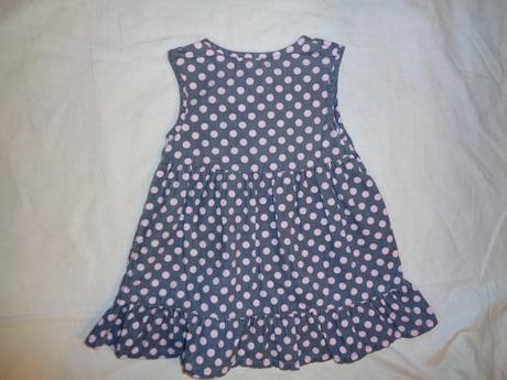 Krásné šedé manžestrové šaty - růžový puntík, early days,80