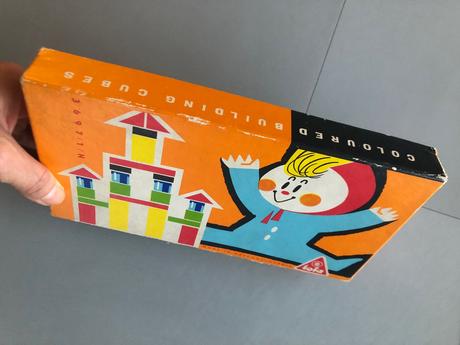 Retro barevné kostky dřevo sběratelská stavebnice, 