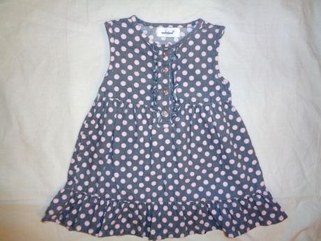 Krásné šedé manžestrové šaty - růžový puntík, early days,80