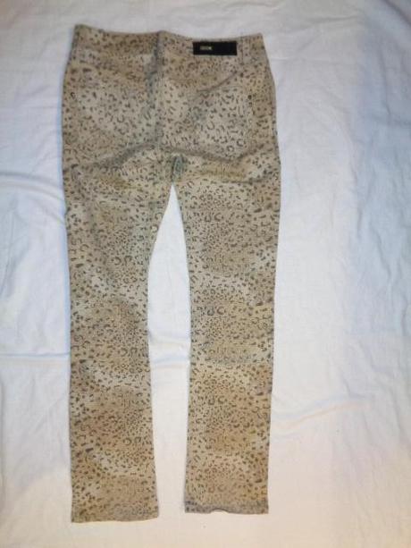 Super elastické hnědé kalhoty - tygr motiv, 38