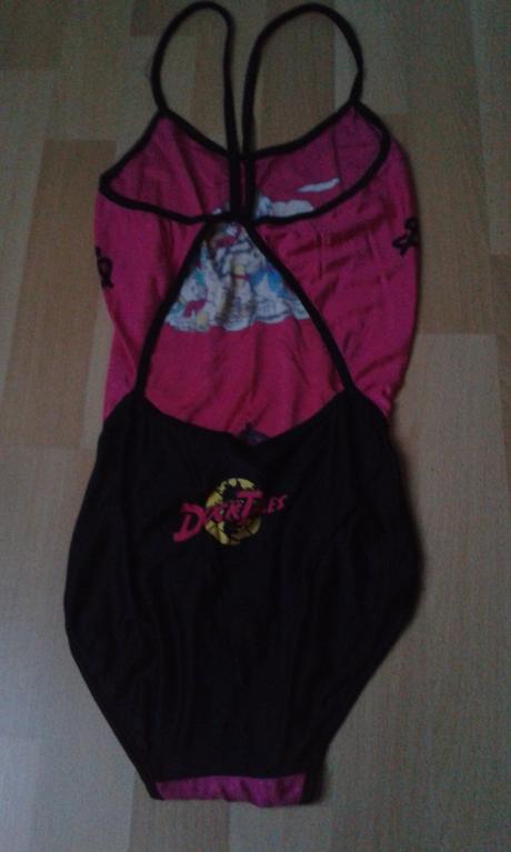 Dívčí plavky - růžovo-černé, 146