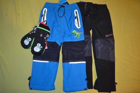2x oteplené kalhoty kugo,v.104,rukavice, kugo,104