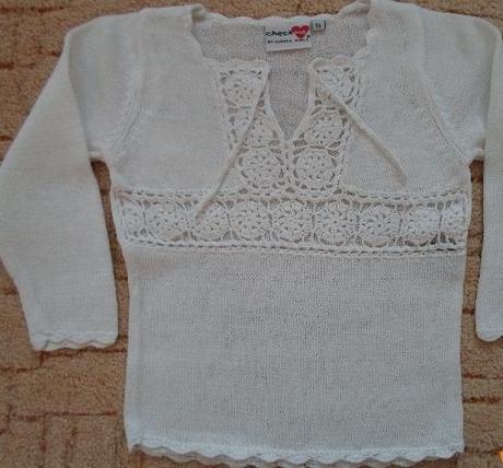 Bílý svetr, svetřík háčkovaný, pletený, lindex,92
