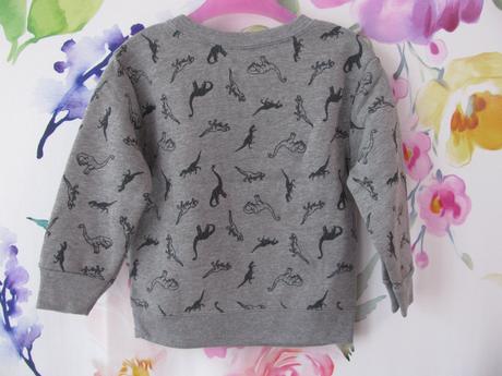 Tmavě šedá bavlněná mikina s dinosaury, 92