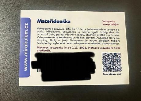2x dětská vstupenka mirakulum,