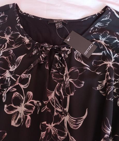 Dámské černé květované šaty 3/4 rukáv esmara, esmara,52