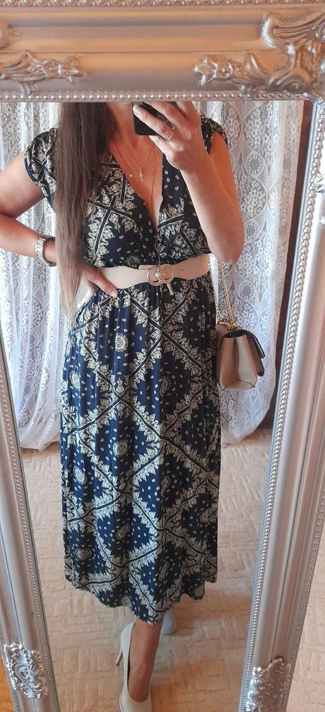 9eleven vzorované bavlněné dlouhé šaty,