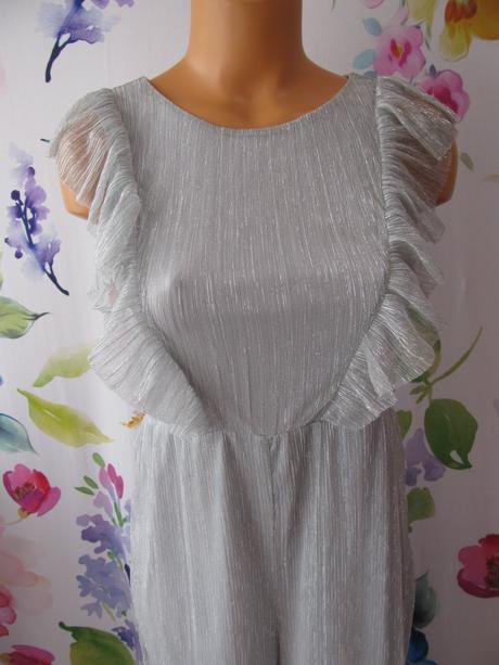 Společenský šedostříbrný kalhotový overal, h&m,152