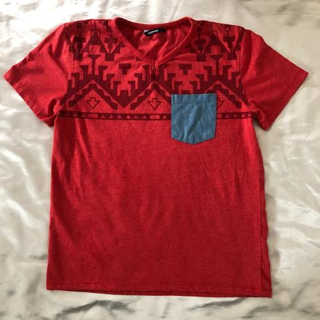 Červené pyžamové triko s kapsou, 146