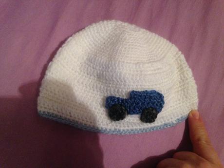 Klučičí háčkovaná čepička autíčko,obvod 35 - 38 cm, 56