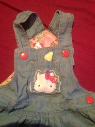 Dívčí riflové šaty - šatičky hello kitty, disney,68