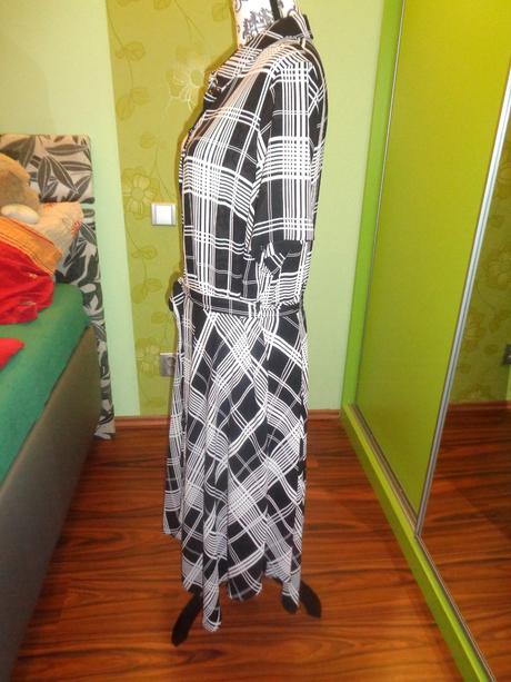 Luxusní černobílé splývavé maxi šaty uk 20, papaya,48