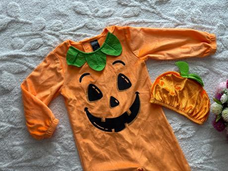 An5/ semišový kostým dýně halloween - 1/2 roky,