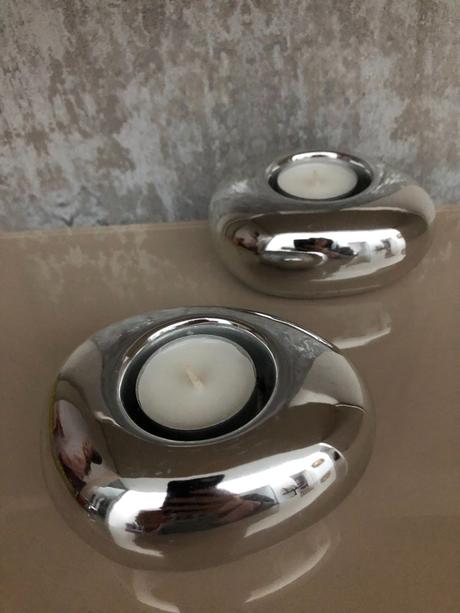 Stojánek na čajové svíčky stones stříbrná 2ks set, 