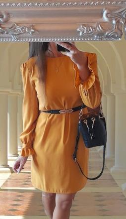 M&s elegantní hořčicové šaty, marks & spencer,40