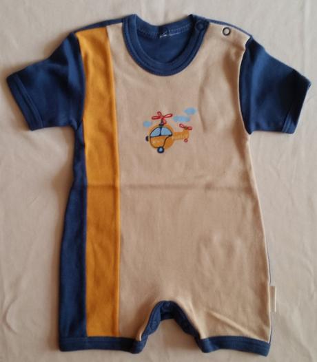 Letní bavlněný overal s krátkým rukávem, vel.74, kenguru gold,74