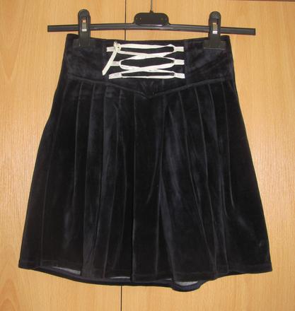 Tmavě modrá sametová sukně, 140