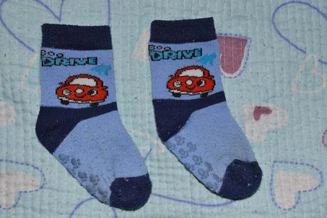 Modré autíčkové ponožky s protiskluzem, 80