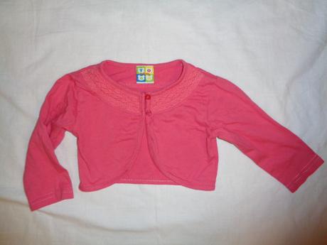 Nádherné meruňkovo-růžové bolérko s krajkou, 92