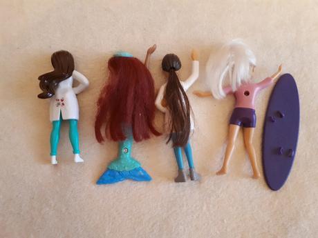 Čtyři panenky-mořská panna, na surfu, zvěrolékařka,