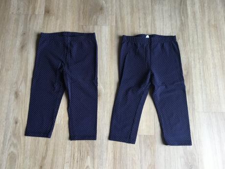Dvoje 3/4 puntíkaté legíny, h&m,110