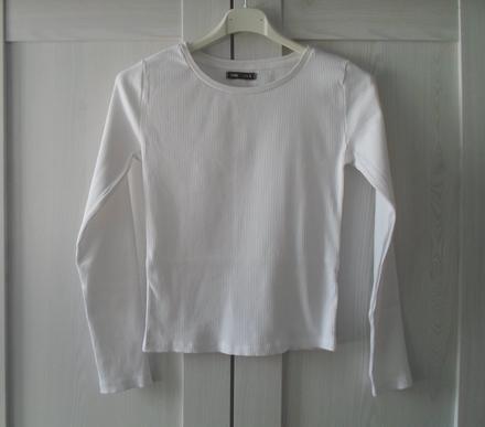 Bílé tričko triko dlouhý rukáv, sinsay,152