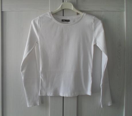 Bílé tričko triko dlouhý rukáv, sinsay,152
