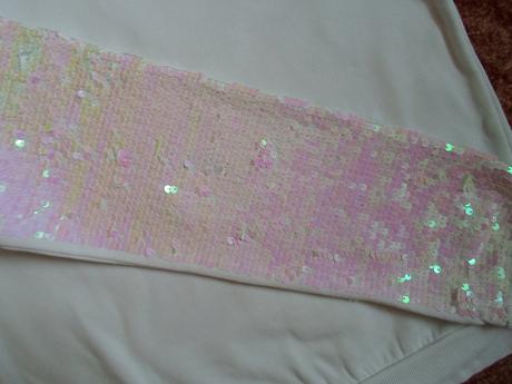 Bílá mikina mikinka s flitry, h&m,146