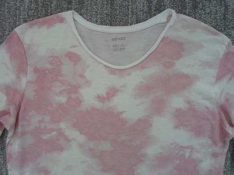 Růžové bílé tričko triko 3/4 rukáv, esmara,m