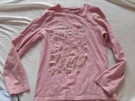 Růžové tričko se zlatavým nápisem nenošené, tesco,134