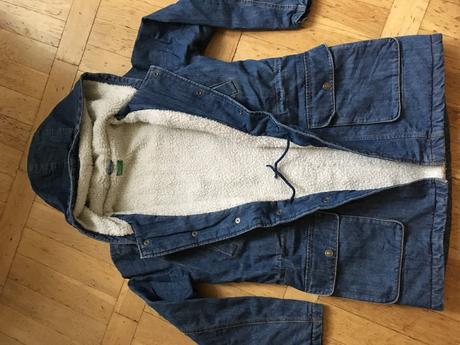 Jeansová bunda benetton zateplená, benetton,164