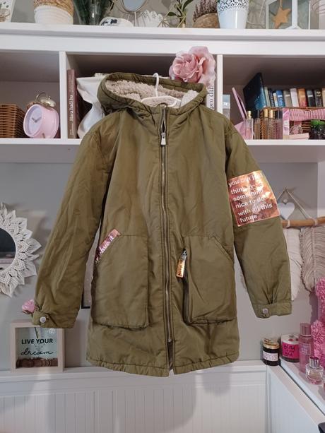 Zimní bunda oversize, khaki parka zara 164/xs-m, zara,164