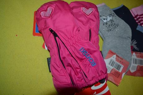 2x dívčí  rukavice prodloužené,2-4r.,ponožky silné, 98 / 104 / 110