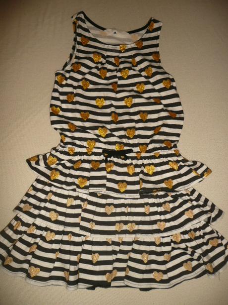 Šaty pruh srdíčko h&m 6-8 let 122/128, h&m,122