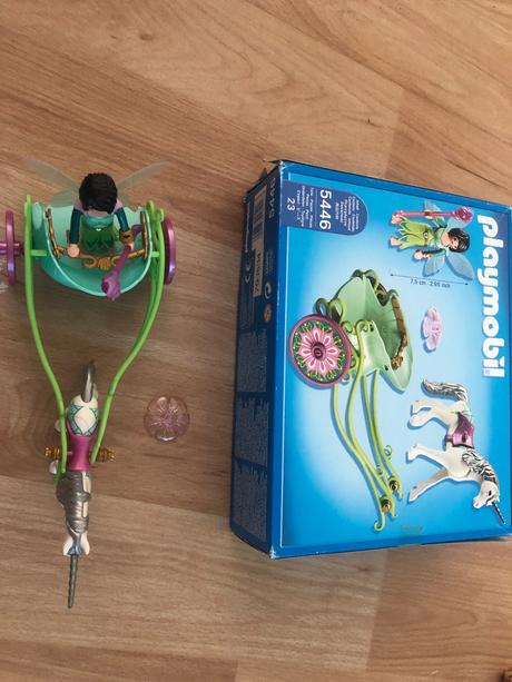 Motýlková víla v kočáru zapřaženém do jednorožce., 