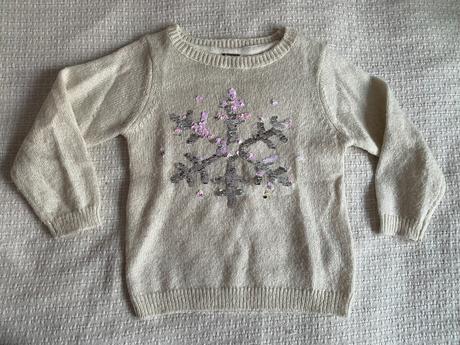 Vánoční svetr s vločkou vel. 110/4-5 let, 110