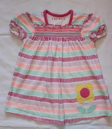 Ad43. bavlněné šaty/tunka s kytkou 1/1,5 let, nutmeg,86