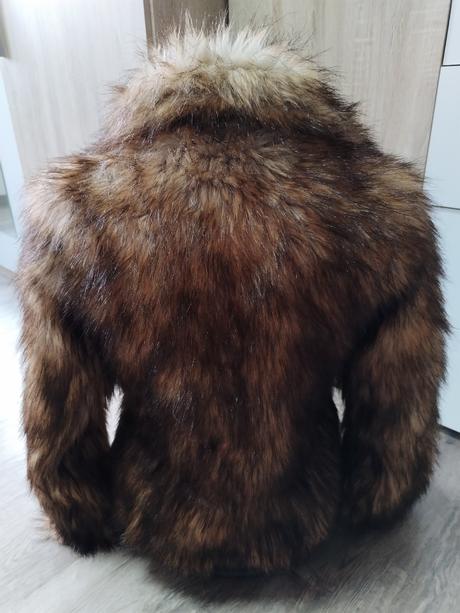 Chlupatá kožíšková bunda h&m vel xs/s, h&m,xs