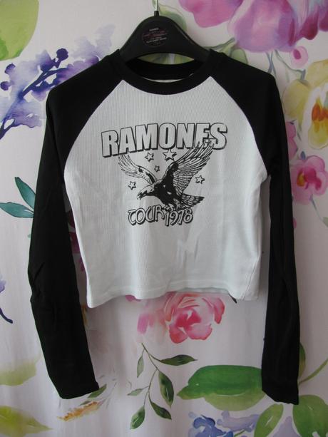 Crop top černo bílé bavlněné tričko h&m, h&m,152