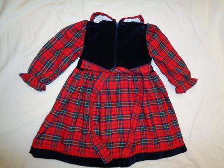 Krásné modročervené flanelové šaty, baby club,86