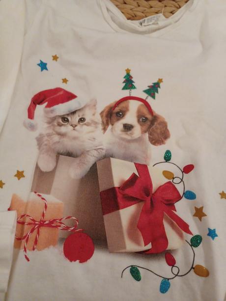 Vánoční tričko se zvířátky h&m, 128