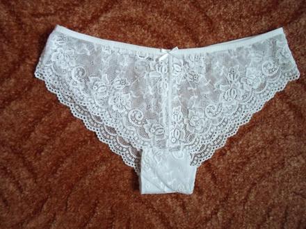 Bílé krajkové kalhotky brazilky, xl