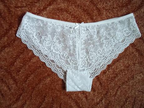 Bílé krajkové kalhotky brazilky, xl