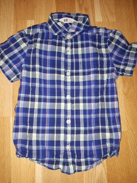 Kostkovaná modrá košile h&m 104, h&m,104