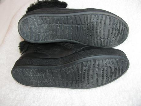 Černé kožené polokozačky s kožešinou geox, geox,38