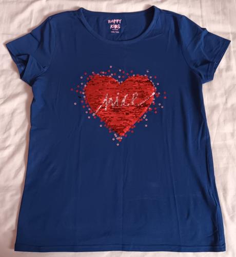 Dívčí triko krátký rukáv měnící flitry tchibo, tchibo,158