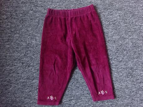 Tepláky vínové sametové s kytičkou, vel. 86, 86